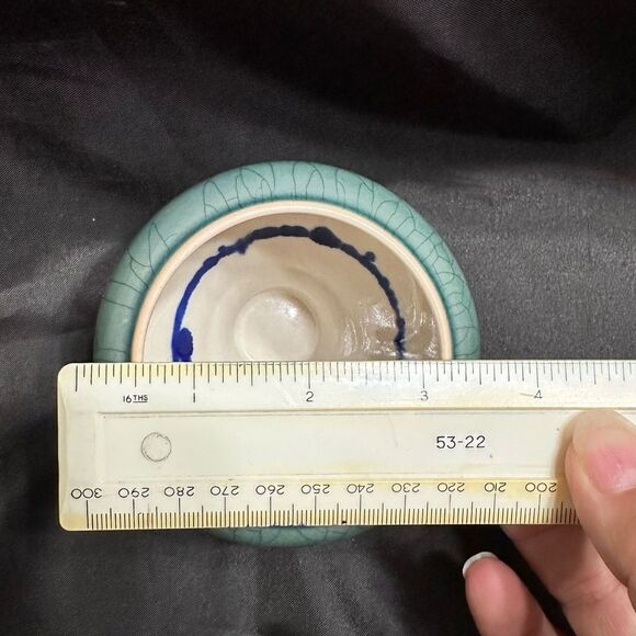 Vintage Andrew MacCorkindale Elegant Teal Crackle Glaze Ceramic Vase Small - Picture 7 of 10